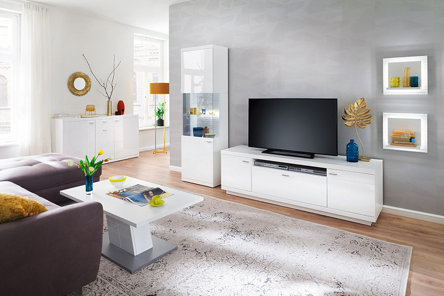ENSEMBLE MEUBLE TV BLANC CONTEMPORAIN
